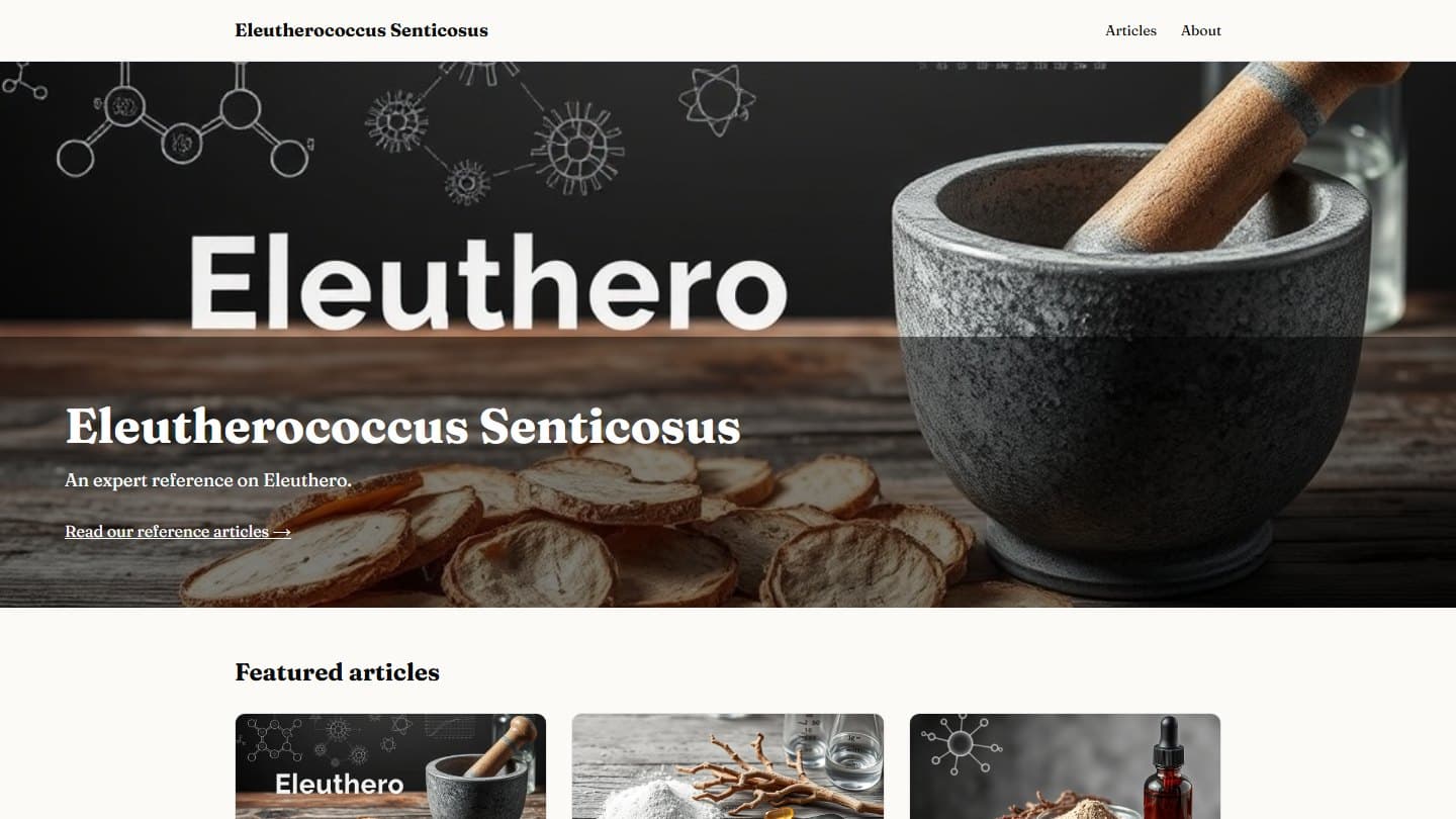 Eleuthero — a website built by ProperSite