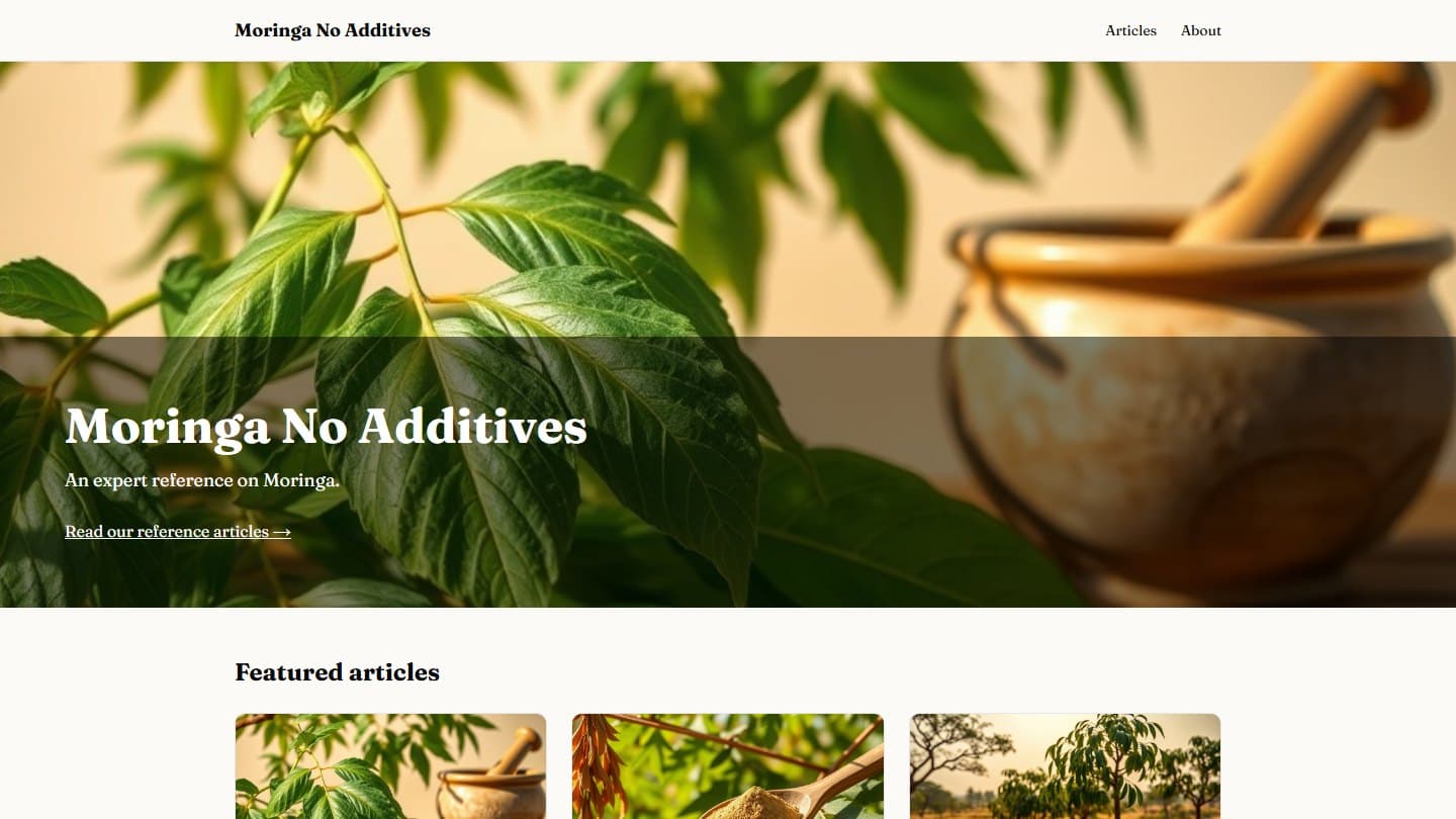 Moringa No Additives — a website built by ProperSite