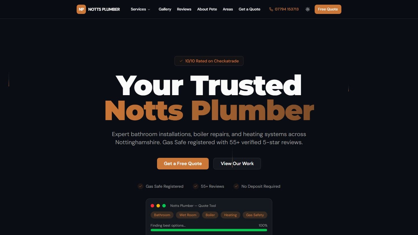 Notts Plumber — a website built by ProperSite