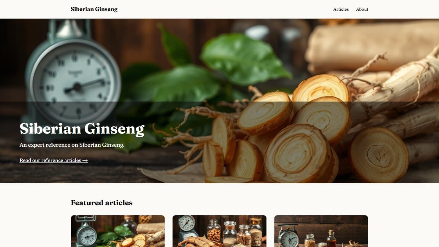 Siberian Ginseng — a website built by ProperSite