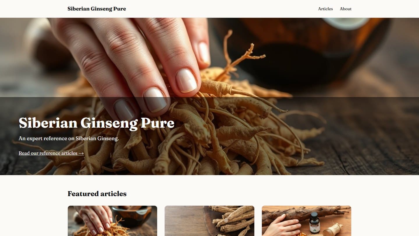 Siberian Ginseng Pure — a website built by ProperSite